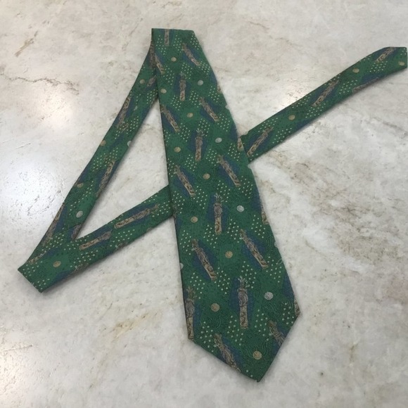 ROBERT TALBOTT GREEN GOLF SILK TIE - Picture 6 of 11